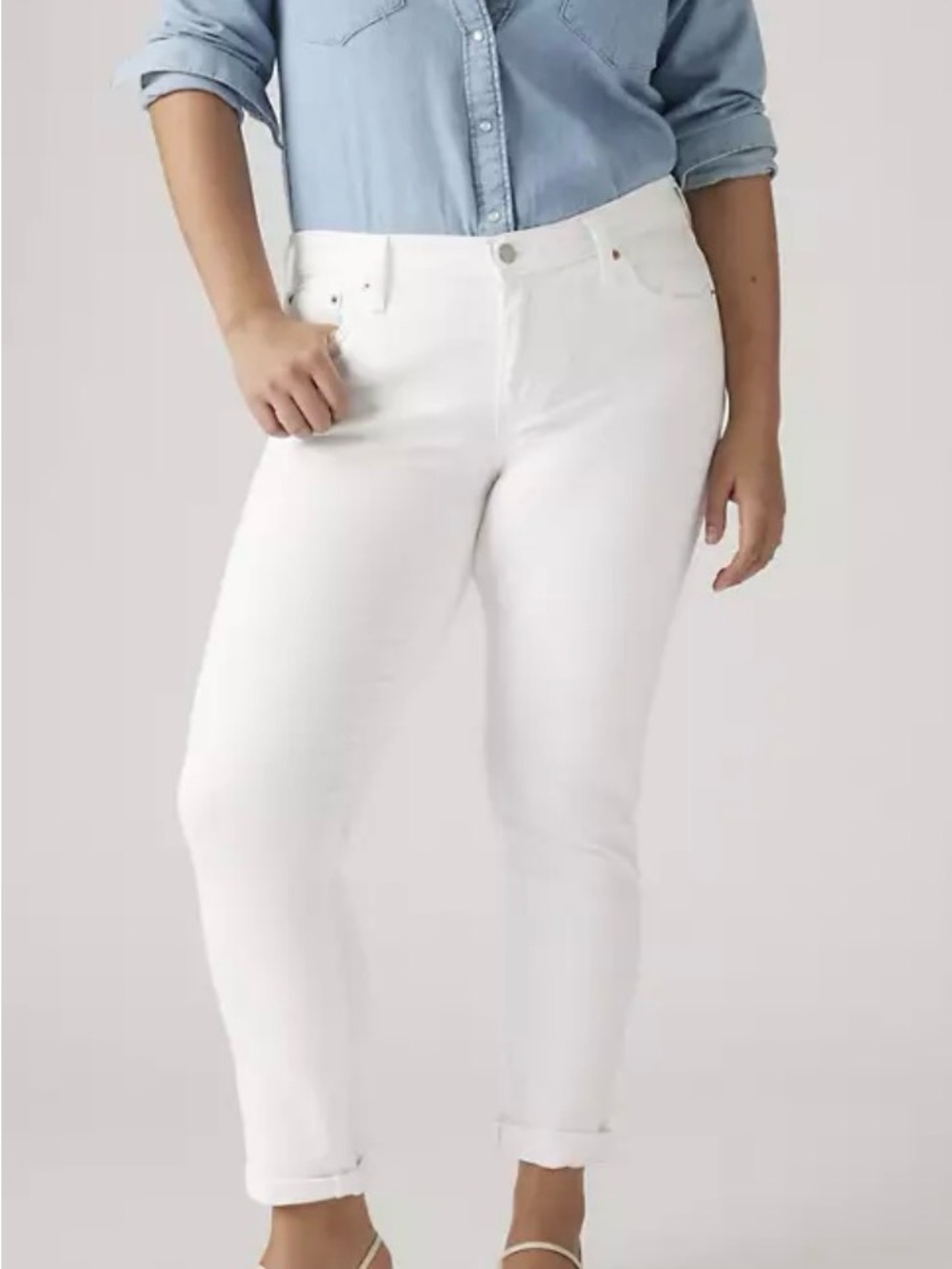 Levi's Women's White Mid-Rise Classic Boyfriend Jeans Ankle - 29waist 27inseam